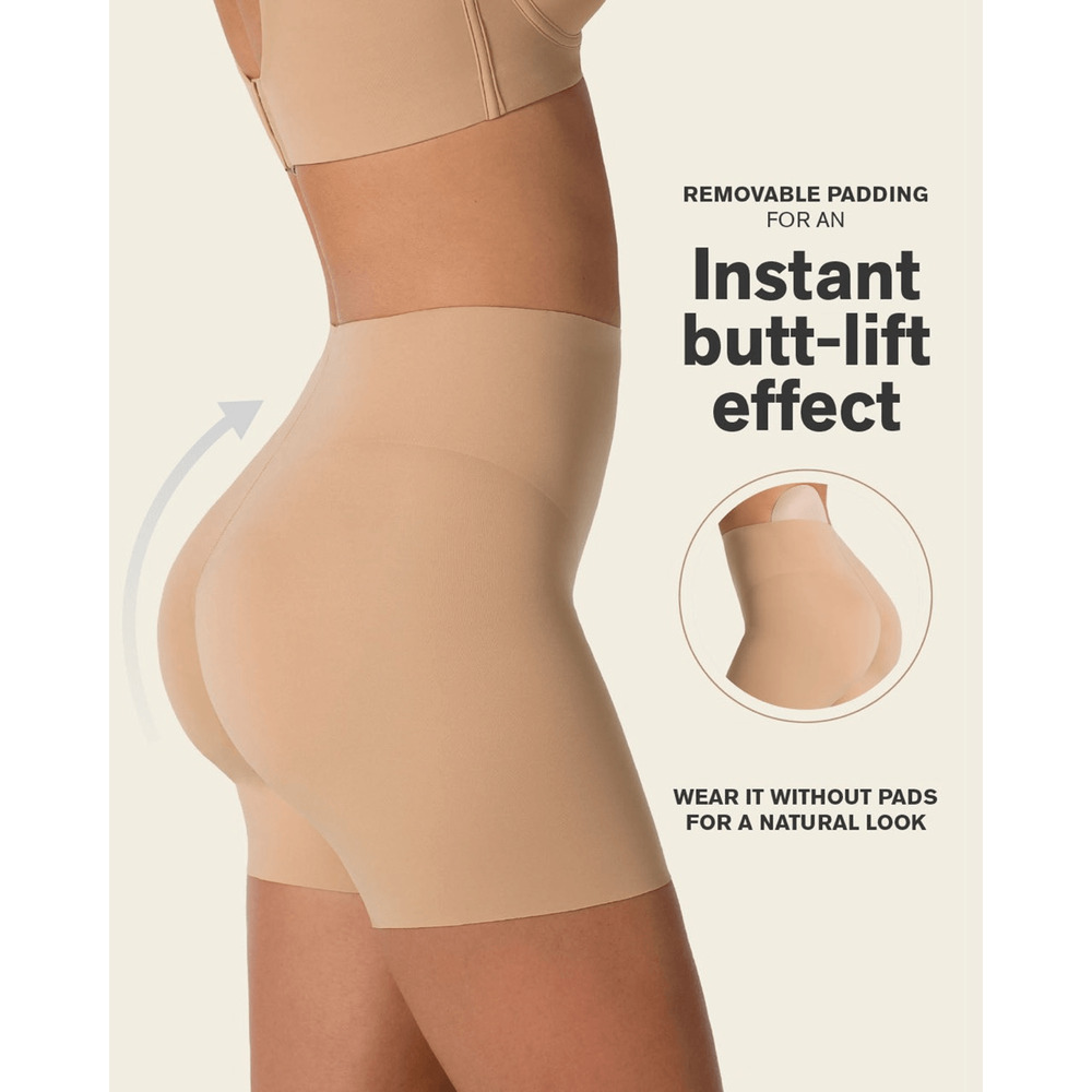 Leonisa Undetectable Padded Instant Butt Lift Shaper Short Natural Beige Large - Picture 3 of 6